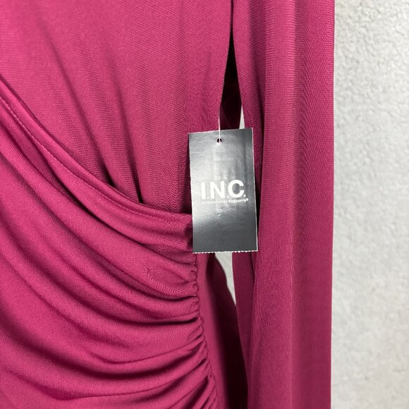 I.n.c. International Concepts Womens Side Ruched Top Rhodolite Garnet Medium NWT - Picture 6 of 11